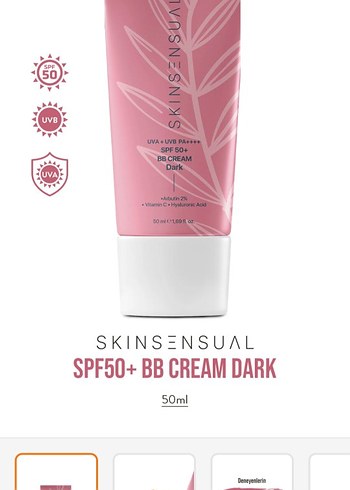SkinSensual SPF50+ BB Krem Dark 50ml - Görsel 2