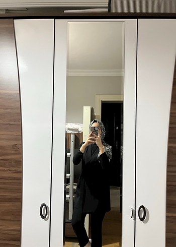 Düğmeli Siyah Kadın Midi Yelek - Görsel 3