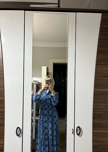 Mavi Bohem Uzun Elbise - Görsel 2