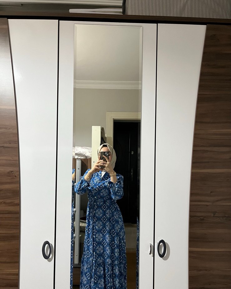 Mavi Bohem Uzun Elbise - Görsel 2