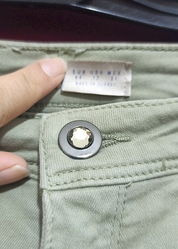 Diğer Asker yeşili Bol Kesim Kadın Kot Pantolon likralı