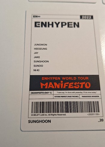 Beden Renk Sunghoon photocards