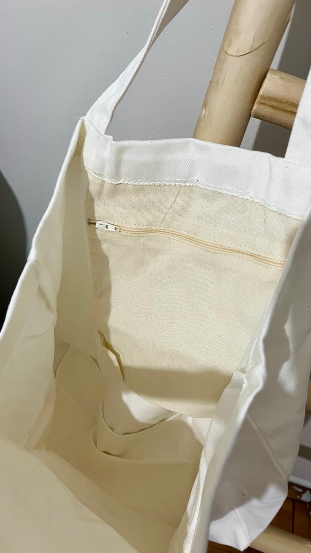 Beyaz Minimalist Pamuklu Kadın Çanta - Görsel 2