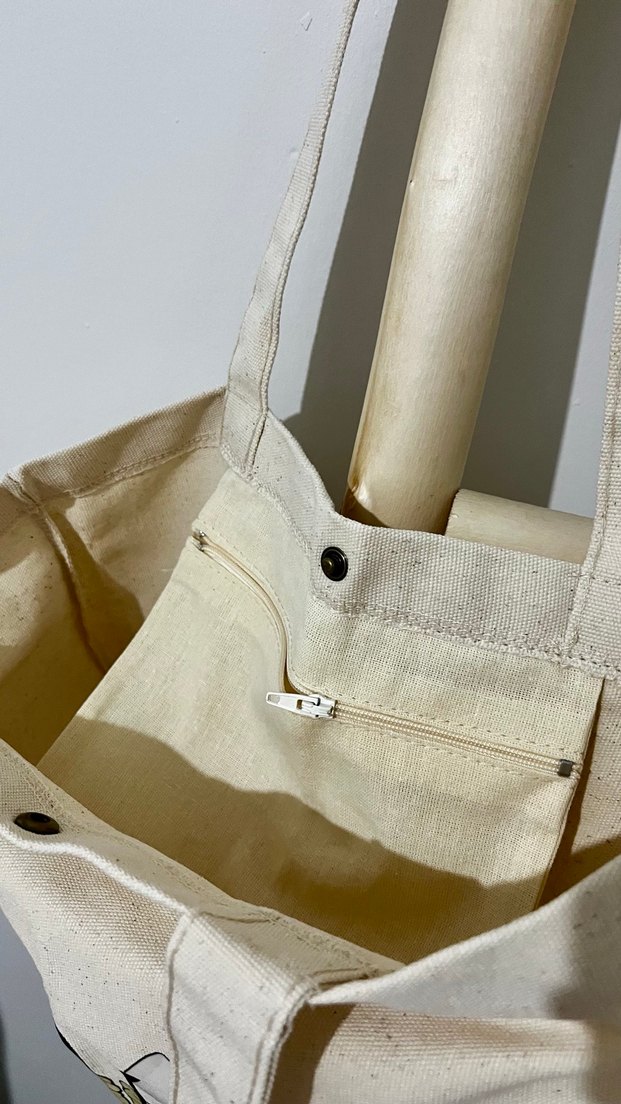 Bej Baskılı Pamuklu Kadın Çanta - Görsel 2