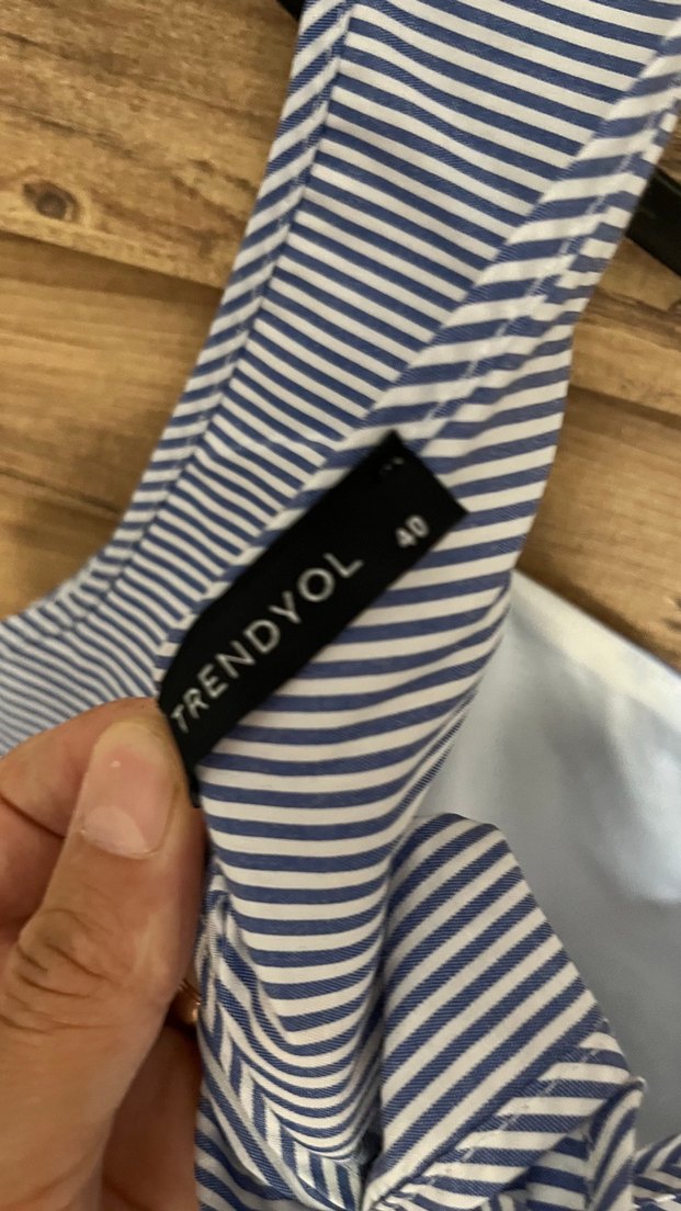 Mavi Çizgili Kolsuz Mini Elbise - Görsel 3