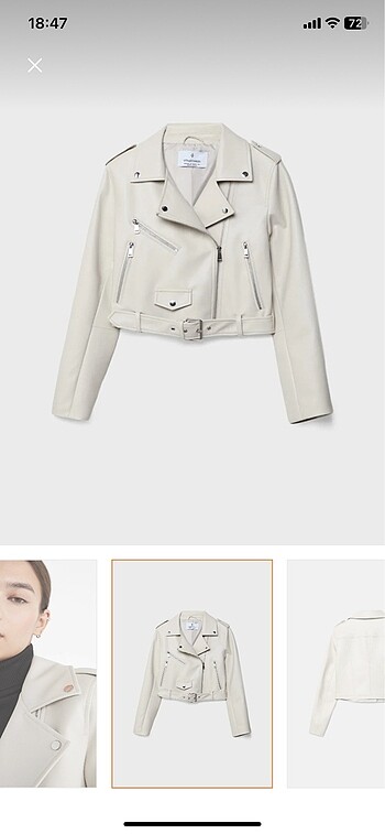 m Beden Stradivarius suni deri biker ceket