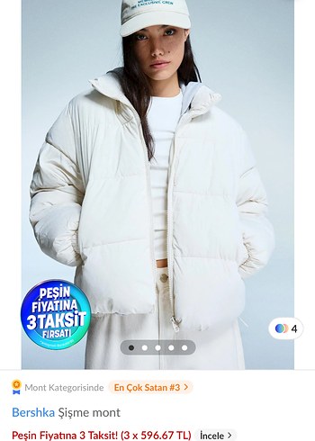Beyaz Şişme Kadın Mont - Bershka