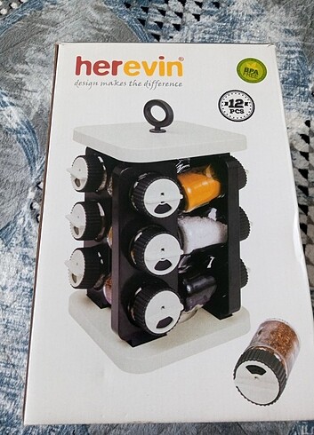 Diğer Herevin 12li cam baharatlik 360 donerli