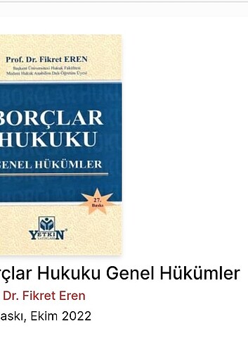 Borçlar Hukuku Genel Hükümler Fikret Eren 