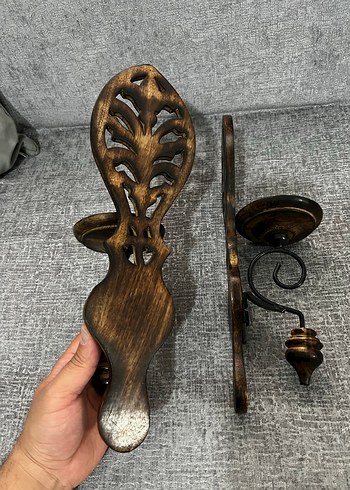 Koyu Altın Renkli Dekoratif Duvar Mumlukları - Görsel 5