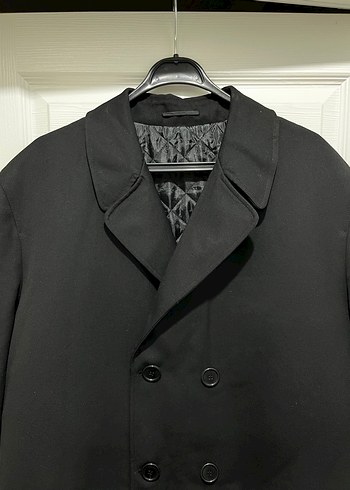 Düğmeli Siyah Midi Erkek Klasik Palto - Görsel 2