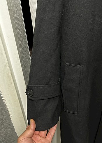 Düğmeli Siyah Midi Erkek Klasik Palto - Görsel 3