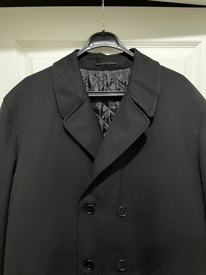Düğmeli Siyah Midi Erkek Klasik Palto - Görsel 2