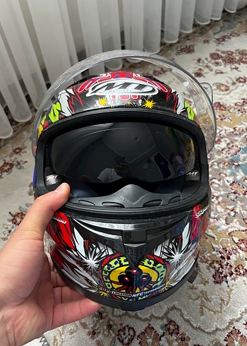 Renkli Desenli Seramik Motosiklet Kaskı - Görsel 5