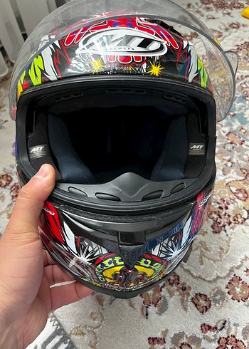 Renkli Desenli Seramik Motosiklet Kaskı - Görsel 7