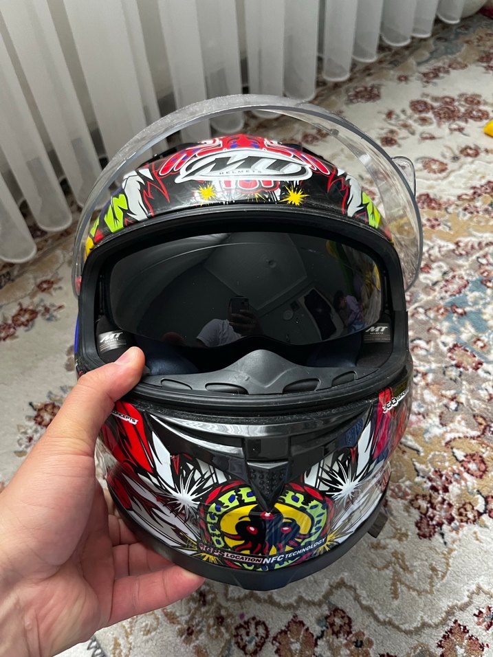 Renkli Desenli Seramik Motosiklet Kaskı - Görsel 5