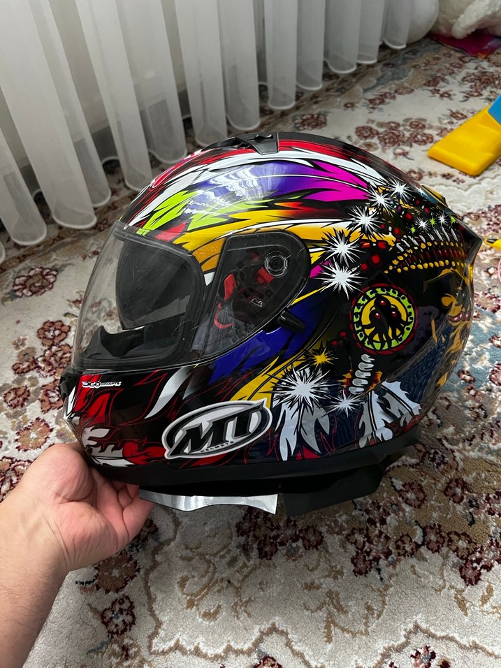 Renkli Desenli Seramik Motosiklet Kaskı - Görsel 2