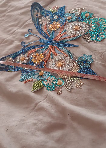 Renkli  taş  İşlemeli Boncuklu Kelebek - Görsel 3