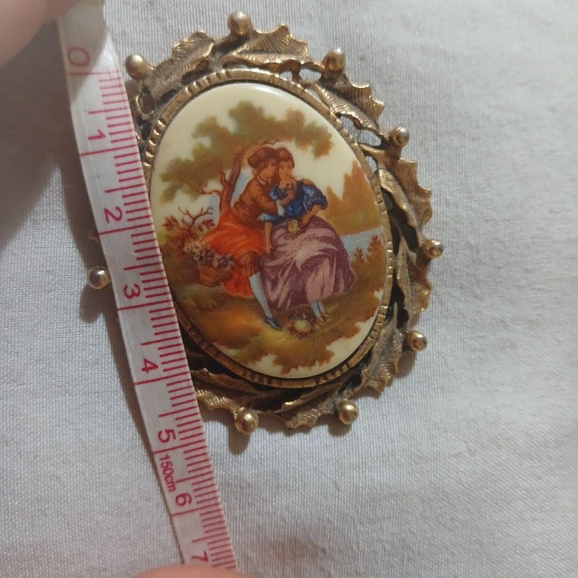 yaka iğnesi  mineli  gold Vintage İşlemeli Broş antika - Görsel 2