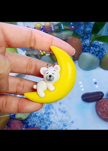 Renkli Sarı Ay Şeklinde akvaryum süsü - Görsel 3