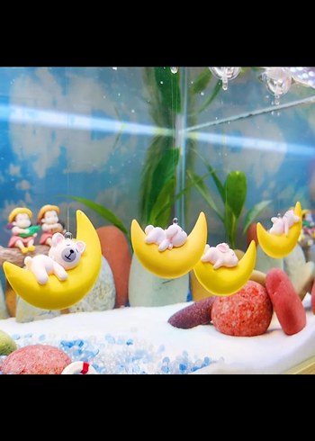 Renkli Sarı Ay Şeklinde akvaryum süsü - Görsel 7