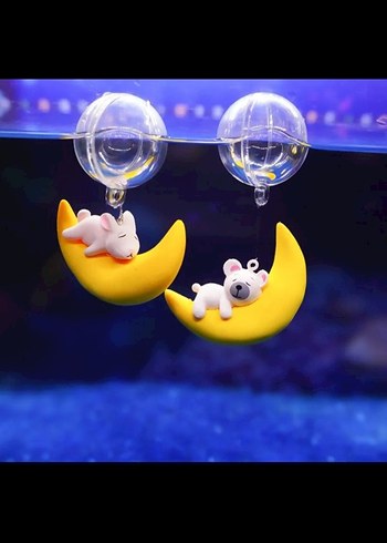 Renkli Sarı Ay Şeklinde akvaryum süsü - Görsel 5