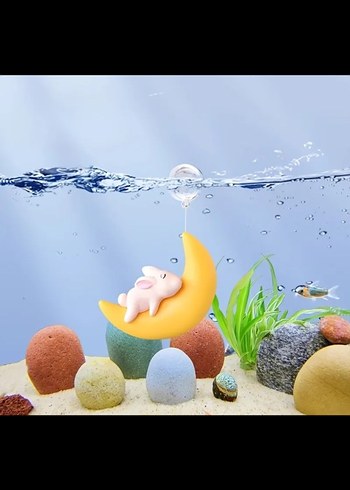 Renkli Sarı Ay Şeklinde akvaryum süsü - Görsel 4