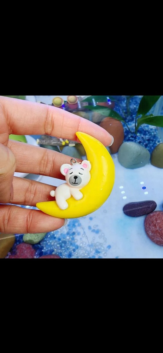 Renkli Sarı Ay Şeklinde akvaryum süsü - Görsel 3