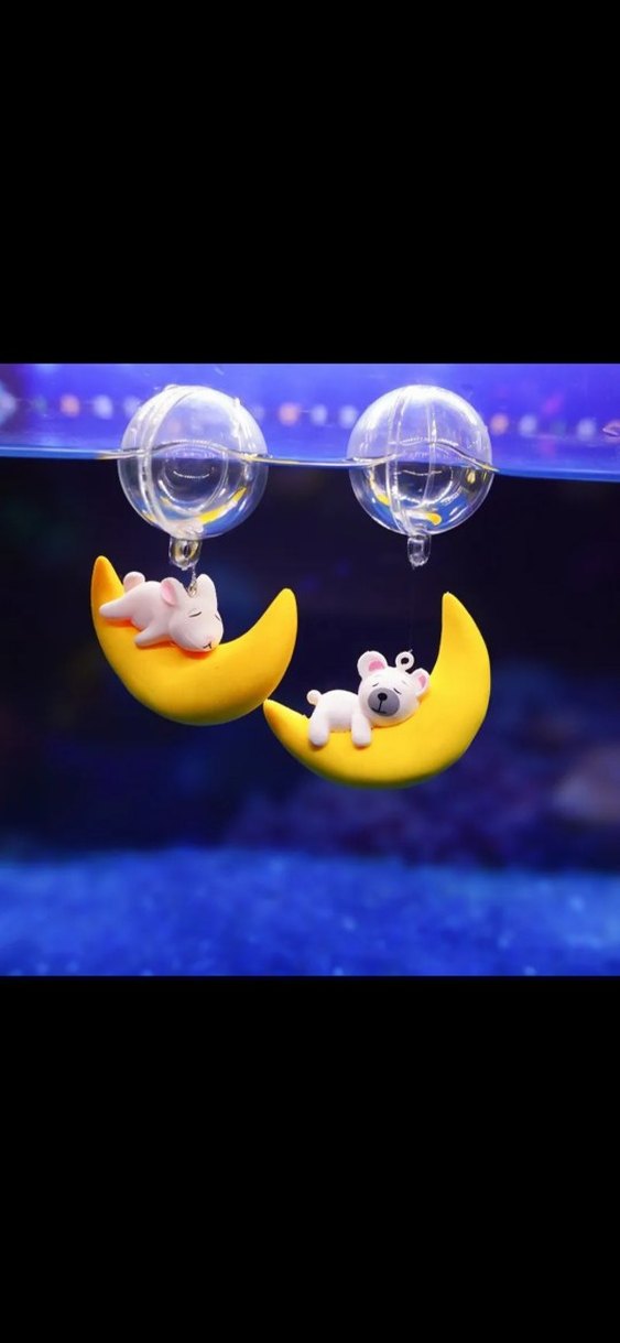 Renkli Sarı Ay Şeklinde akvaryum süsü - Görsel 5