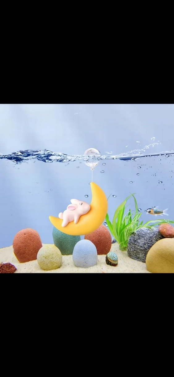 Renkli Sarı Ay Şeklinde akvaryum süsü - Görsel 4