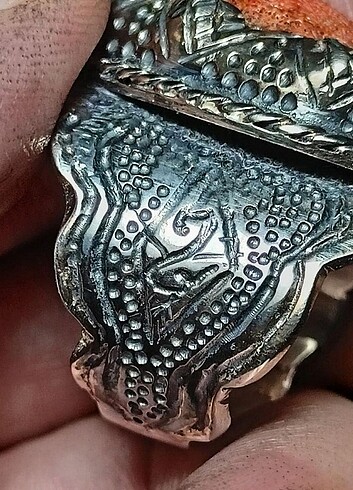 Doğal ham orjinal kırmızı mercan el yapımı gümüş yüzük. - Görsel 3