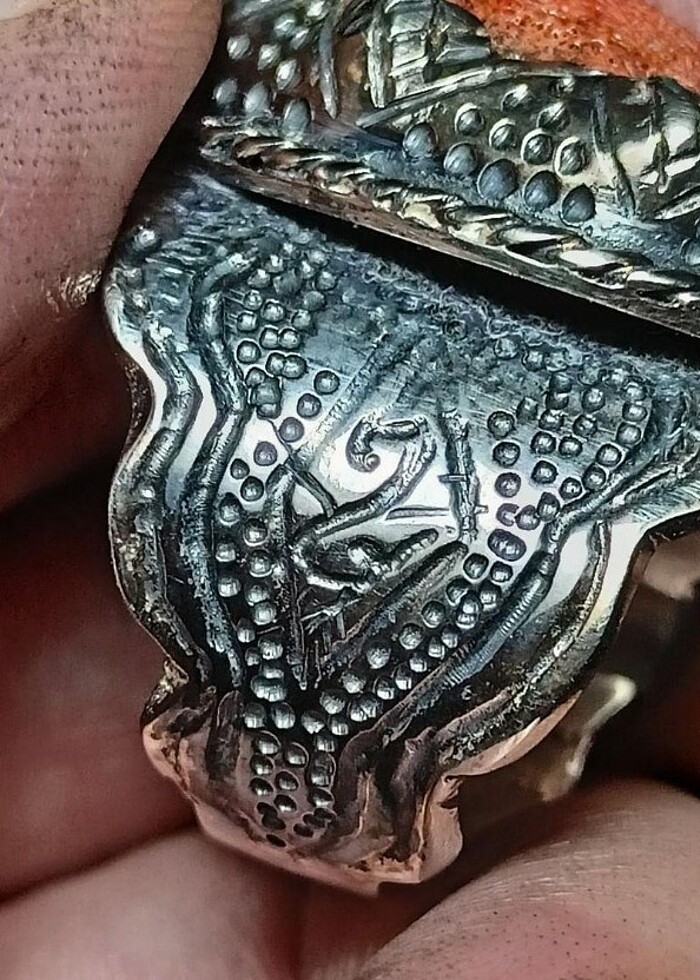 Doğal ham orjinal kırmızı mercan el yapımı gümüş yüzük. - Görsel 3