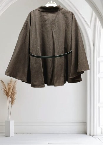 Kahverengi Kemerli Kadın Panço - Görsel 2