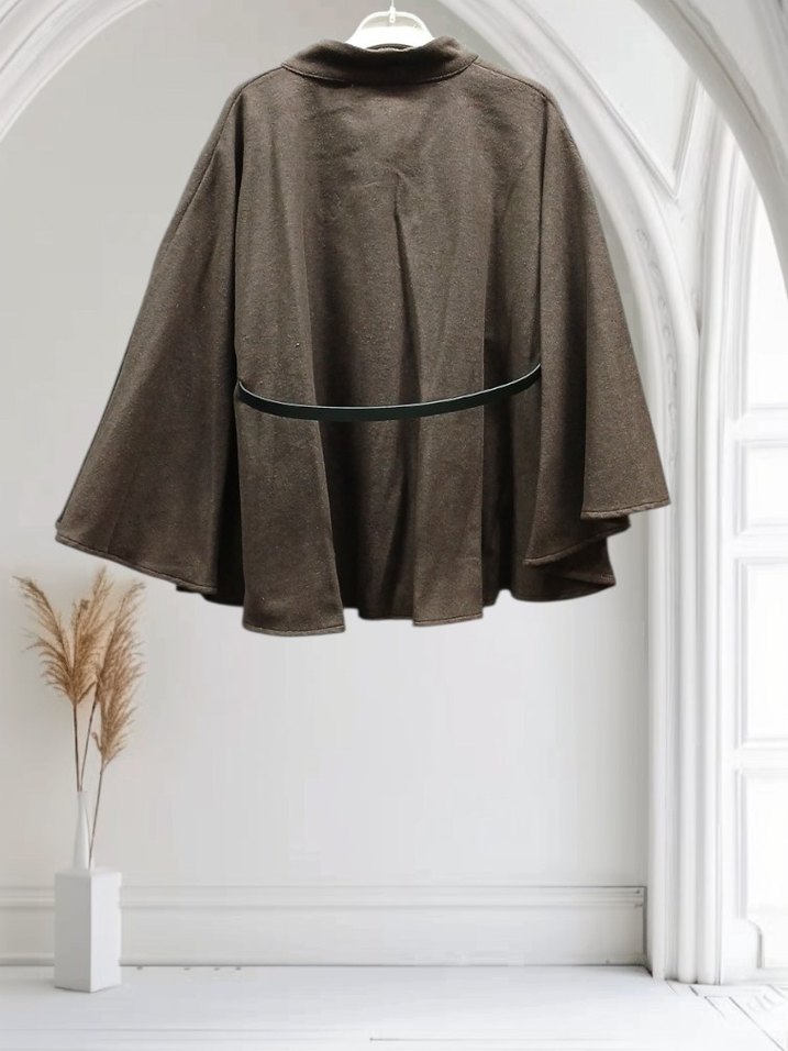 Kahverengi Kemerli Kadın Panço - Görsel 2