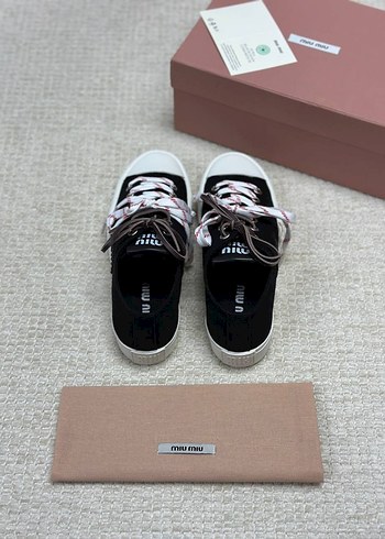 37 Beden siyah Renk Miu Miu Washed denim sneakers
