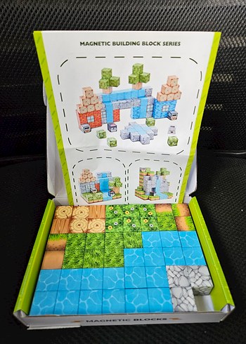 47 Parça Manyetik Küpler Yapı Blokları Orman Minecraft - Görsel 3