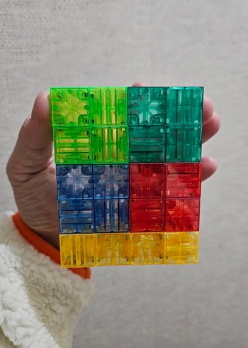 20 Parça Manyetik Küpler Yapı Blokları Renkli Geometri Oyuncak - Görsel 3