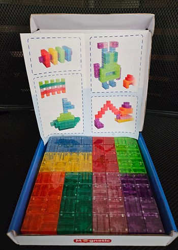 64 Parça Manyetik Küpler Yapı Blokları Renkli Geometri Seti - Görsel 3