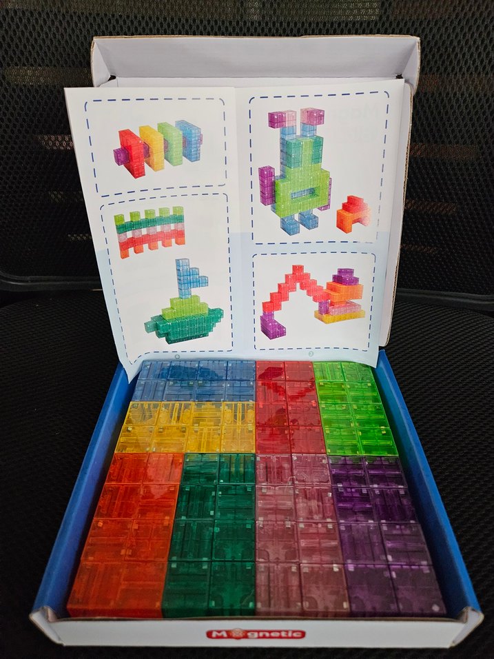 64 Parça Manyetik Küpler Yapı Blokları Renkli Geometri Seti - Görsel 3