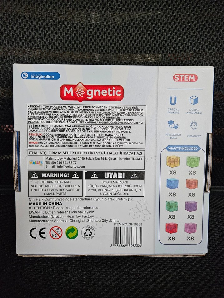 64 Parça Manyetik Küpler Yapı Blokları Renkli Geometri Seti - Görsel 2