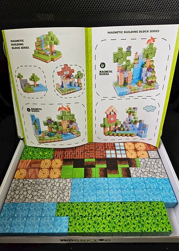 Minecraft Orman Renkli Manyetik Bloklar Küpler - 102 Parça Lego - Görsel 3