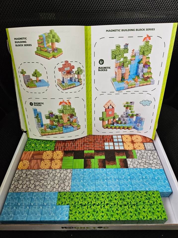 Minecraft Orman Renkli Manyetik Bloklar Küpler - 102 Parça Lego - Görsel 3