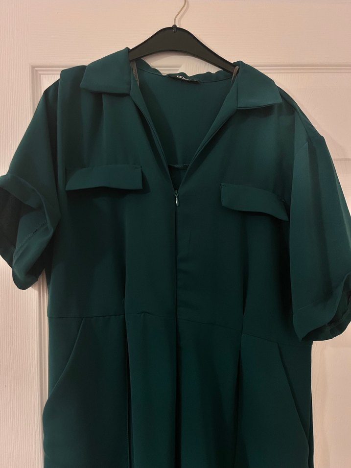 Kadın Yeşil Kemerli Midi Tulum - Görsel 2