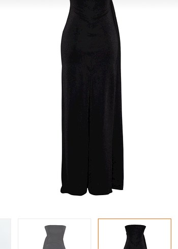 Siyah Drapeli Straplez Uzun Elbise - Görsel 4