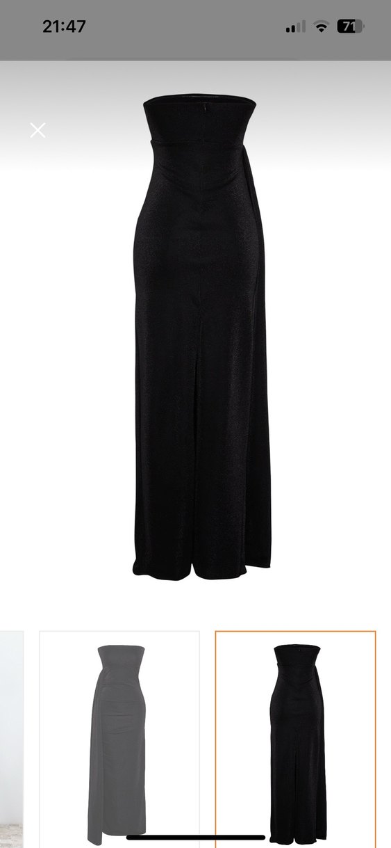 Siyah Drapeli Straplez Uzun Elbise - Görsel 4