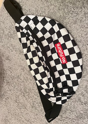 Kareli Siyah Kadın Bel Çantası - Görsel 2