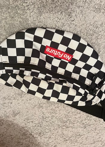 Kareli Siyah Kadın Bel Çantası - Görsel 3