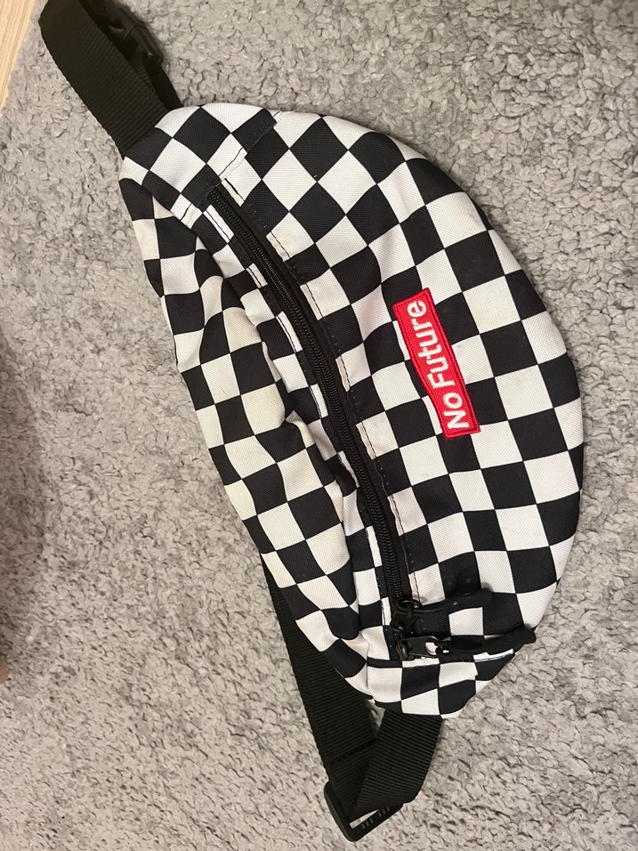 Kareli Siyah Kadın Bel Çantası - Görsel 2