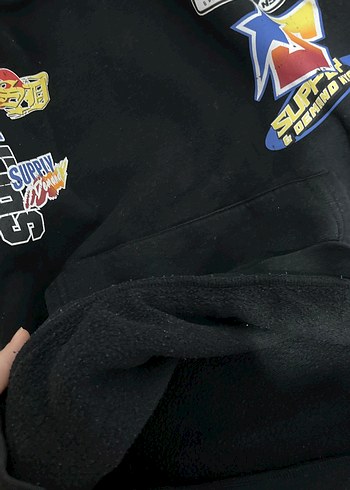 Erkek Siyah Baskılı Kapüşonlu Oversize Sweatshirt - Görsel 2