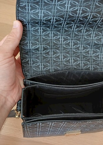 U.S Polo Assn. Modern Klasik Desenli Siyah Deri Kadın Çanta